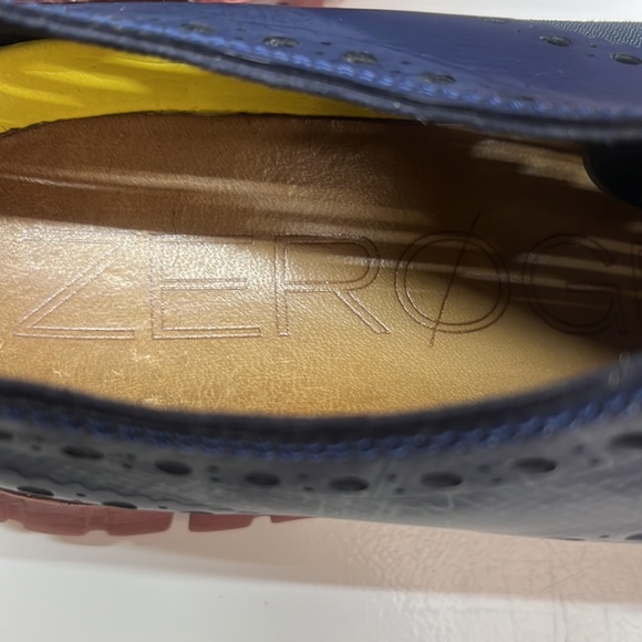 Cole Haan Navy ZEROGRAND Wingtip Oxford Leather & Canvas Eyelet Shoes Size 7 - Picture 9 of 10